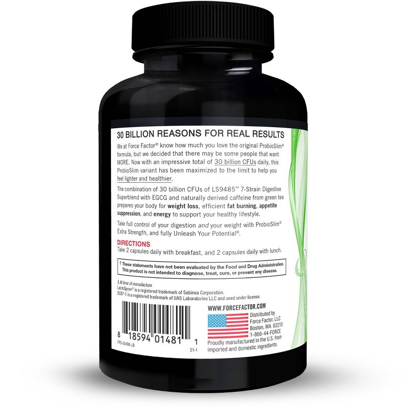 Force Factor ProbioSlim Extra Strength Probiotic Supplement - 120ct, 2 of 7