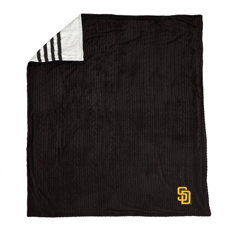 MLB San Diego Padres Knit Embossed Faux Shearling Stripe Throw Blanket, 2 of 3