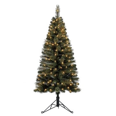 Home Heritage Cashmere 5 Foot Artificial Corner Christmas Tree with LED Lights