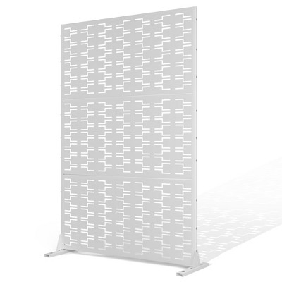 TUYOHW Metal Privacy Screen Outdoor, Decorative Privacy Panels, Freestanding Privacy Screen for Patio, Garden, Pool (White Square)