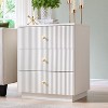 SinCiDo Fluted Nightstand with Charging Station, 21.65" Wide Modern Wood Bedside Table w/3 Storage Drawers for Bedroom, Living Room - 3 of 4