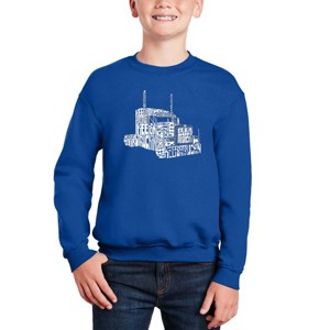 LA Pop Art Keep On Truckin' - Boy's Word Art Crewneck Sweatshirt - 1 of 3