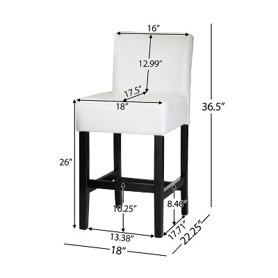 Lopez Contemporary Ivory Leather and Wood Counterstools, Set of 2