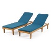 Christopher Knight Home Jessie Outdoor Chaise Lounge with Adjustable Acacia Wood Frame and Water-Resistant Cushions (Set of 2) - 2 of 4