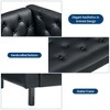 Chesterfield Leather Sofa | Handmade Button Tufted 3-Seater with Deep Seat & 2 Pillows | Charcoal Black for Living Room, Apartment, Office - 4 of 4