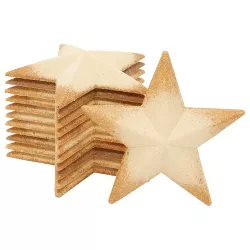 Juvale 12 Pack Unfinished 3D Wood Stars for Crafts, Classroom Projects, Christmas Ornaments, 4.5x4.5x1 in