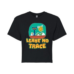 Women's - Pete the Cat - Leave No Trace Camping Cropped Graphic T-Shirt - 1 of 4