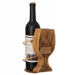 Vintiquewise Decorative Metal Goblet Shape Wine Bottle and Cork Holder A Unique Home Decor Piece and Countertop Accessory - 1 of 4