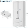 Wooden Armoire Wardrobe Closet with 2 Drawers, 70" Tall Clothing Cabinet with Hanging Rods, 2 Doors, Modern Bedroom Storage - 2 of 4