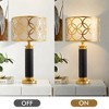 GTCLIGHTING 32.3" Faux Leather Table Lamps for Living Room,Black Gold Modern Nightstand Lamps with Metal hollow lampshade for Bedroom Bedside - 4 of 4