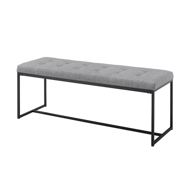 48" Upholstered Bench with Metal Base Gray - Saracina Home, 6 of 9