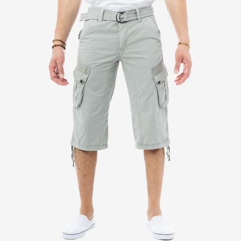 X Ray Men’s Belted 18 Inch Below Knee Long Cargo Shorts In Slate Grey ...