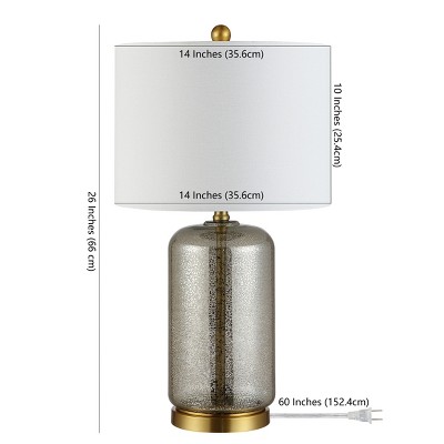 Elegant Silver Glass 18" Table Lamp with White Drum Shade