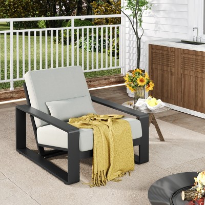 Modern Aluminum Outdoor Patio Lounge Chair,Indoor Chaise Lounge with Cushion for Living Room,Garden Loungers for Backyard-Coolbibila