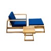 Acacia Wood Outdoor Lounge Set, Patio Furniture Sets 3 Piece With Chair & Ottoman & Table, Patio Set With Cushion-Cuddlewood - 3 of 4