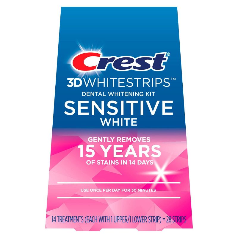Crest 3D Whitestrips Sensitive White At-home Teeth Whitening Kit - 14 Treatments, 1 of 13