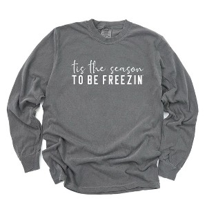 Simply Sage Market Women's Tis The Season To Be Freezin Long Sleeve Garment Dyed Tee - 1 of 4