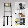 FURNIinspire Ladders 10.5ft Telescopic Extension Ladder Aluminum Alloy Folding Ladder Portable Step Ladder Shelf, Silver, 12.87"*2.52"*125.98" - 4 of 4