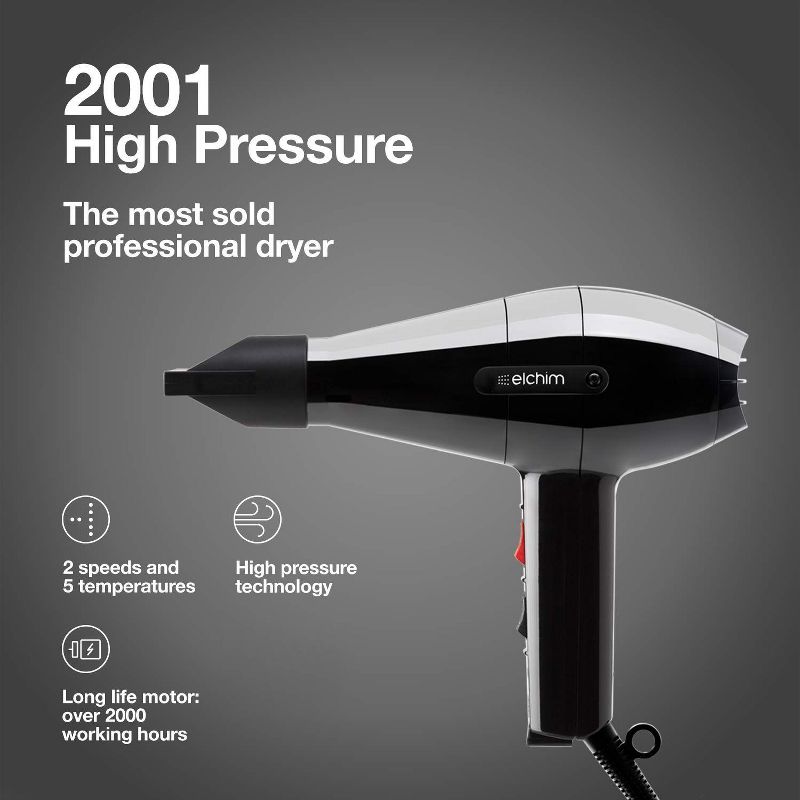 ELCHIM 2001 High Pressure Professional Hair Dryer - Black, 2 of 7