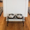 Unspill-a-Bowl® Stainless Steel Double Dog Bowl & Stand Bundle - Paws Pattern | No Spill, Long Ears, Slow Feeding - 3 of 4