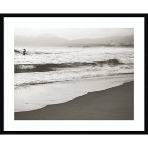 Amanti Art BW Surfer No. 1 by Myan Soffia Wood Framed Wall Art Print - 1 of 4