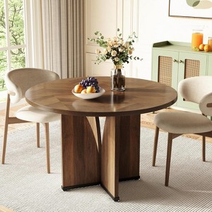 Lantine 39-Inch Round Dining Table for 4, Rustic Kitchen Table with X-Shaped Stable Pedestal, Dinner Table for Dining Room, Living Room - 1 of 4