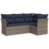 4 Piece Patio Sofa Set with Cushions Poly Rattan vidaXL - 2 of 4