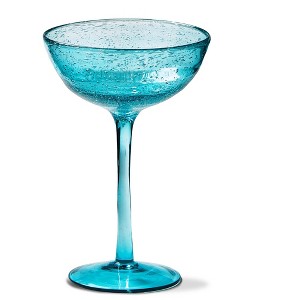tag Bubble Glass Coupe Aqua Wine Glasses - Everyday Drinkware, Hand Wash Only, 6.5" H x 4.5" L x 4.5" W, Aqua Blue - 1 of 1