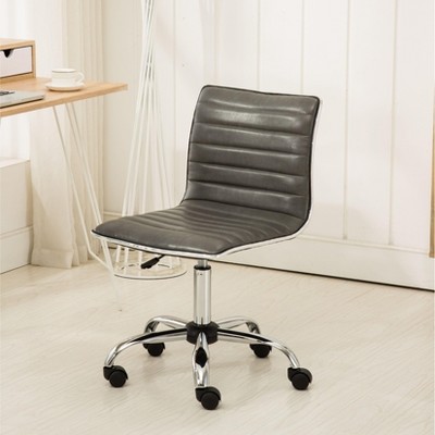 Okak Modern Air Lift Armless Home Office Desk Chair with Wheels,PU Leather Swivel Task Chair for Office,Study,Studio