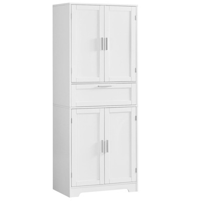 USIKEY 67" H Tall Storage Cabinet, Bathroom Cabinet with 1 Large Drawer & 2 Adjustable Shelves, for Dining Room, Living Room, Home Office