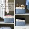 Aoibox Large Canvas Storage Bins with Handles Collapsible Baskets for Closet Shelves Laundry Organization 3 Pack White Blue - 4 of 4