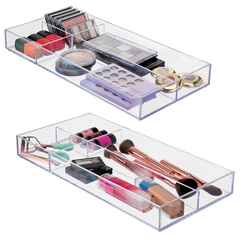 mDesign Plastic Makeup Vanity Drawer Organizer Tray, 4 Sections, 1 of 10