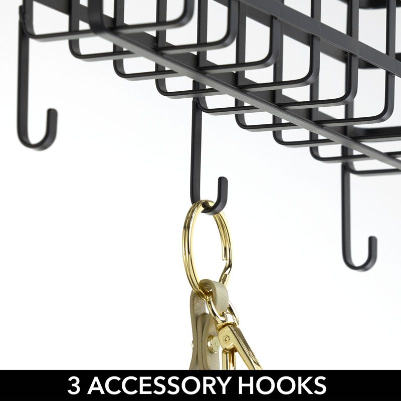 mDesign Metal/Bamboo Wall Mount Mail/Key Holder, 5 Hooks, 5 of 8