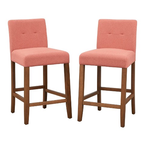 Manhattan Comfort Madeline Barstool, Set of 3 in Rose Pink Gold and Black