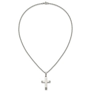 Chisel Stainless Steel Polished Cross Pendant on a 24" Cable Chain Necklace - 1 of 4