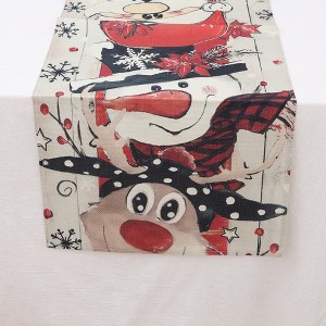 Unique Bargains Table Runner Rectangular Winter Christmas Pattern 8 Linen Colorful 1 Pc - 1 of 3