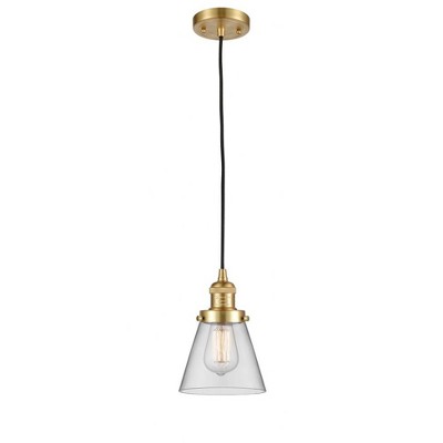 Cone - 1 Light Cord Hung Mini Pendant In Industrial Style-8 Inches Tall and 6 Inches Wide