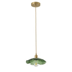 Dewdrop Adjustable Rod Vintage Pendant Light Pendant light 1 Light Green Glass Brass Finish ETL Bar Island - 1 of 4