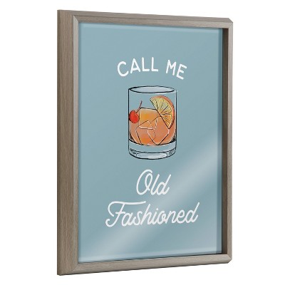 16" x 20" Blake Call Me Old Fashioned Blue Framed Printed Glass by the Creative Bunch Studio Gray - Kate & Laurel All Things Decor