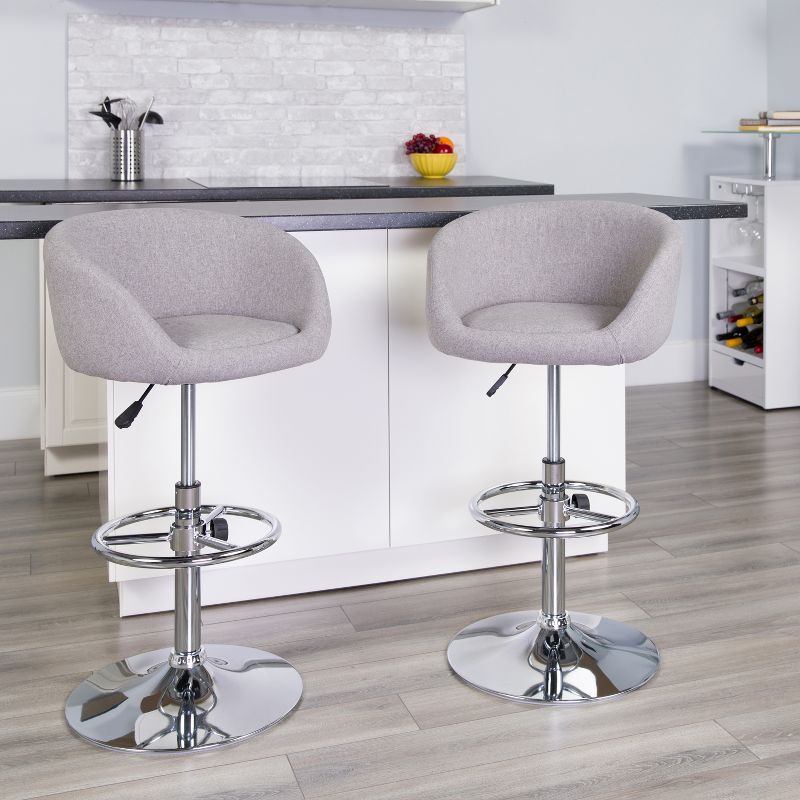 Flash Furniture Contemporary Adjustable Height Barstool with Barrel Back and Chrome Base, 3 of 12