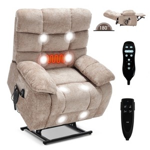 MAYEERTY Electric Power Lift Recliner Massage Chair with Heat Massage, Power-Remote, Medium-Firm and Heavy Duty, for Elderly, Beige - 1 of 4