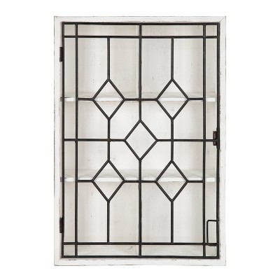 Megara Decorative Wooden Wall Hanging Curio Cabinet Whitewash Finish - Kate & Laurel All Things Decor