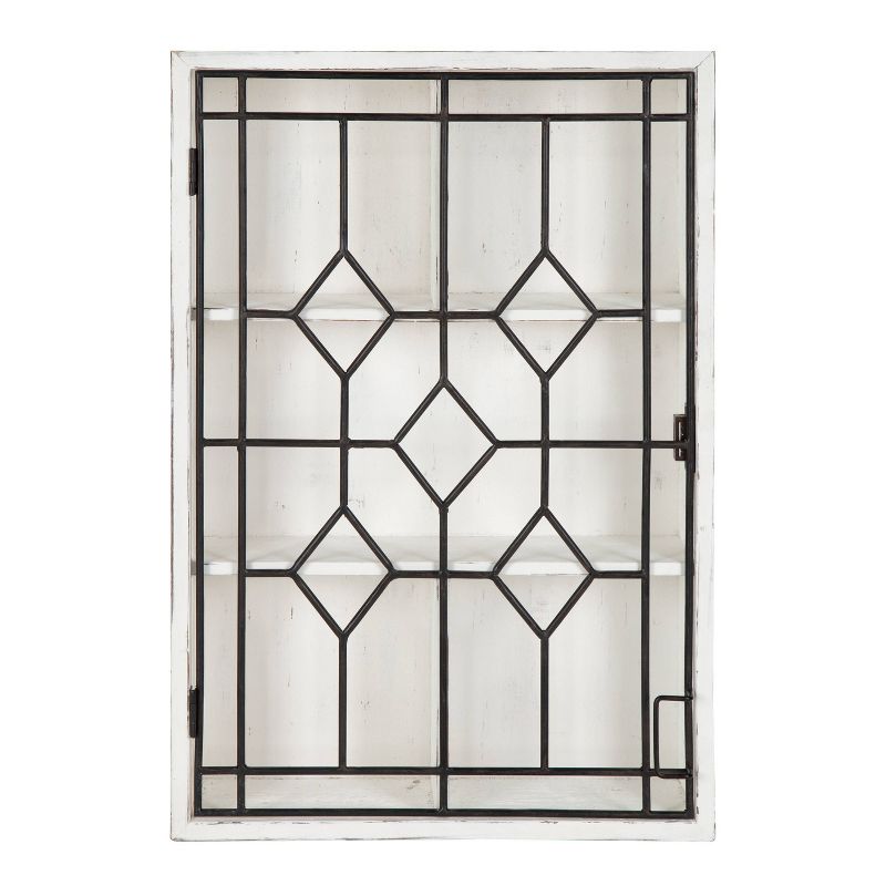 Megara Decorative Wooden Wall Hanging Curio Cabinet Whitewash Finish - Kate &#38; Laurel All Things Decor, 1 of 8