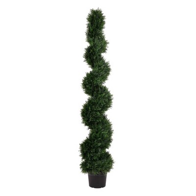 Artificial Cedar Spiral On Pot (UV) (6') - Vickerman