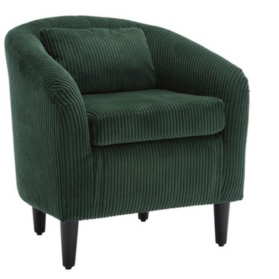 NicBex Corduroy Barrel Accent Chair,Upholstered Living Room Chairs with Curved Backrest and Pillows,Cozy Armchair,Accent Chairs for Living Room