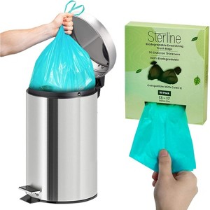 Sterline SimpleHuman Compatible Trash Bags - 50 Pack, 2.6-4 Gallons - Durable, Eco-Friendly Biodegradable - 1 of 4