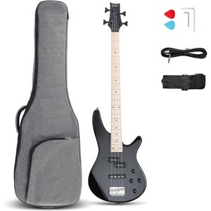 GLARRY Bass Guitar Full Size 4 String Exquisite Stylish Bass with Guitar Bag Power Line and Wrench Tool (Black, IB-Style) - 1 of 4