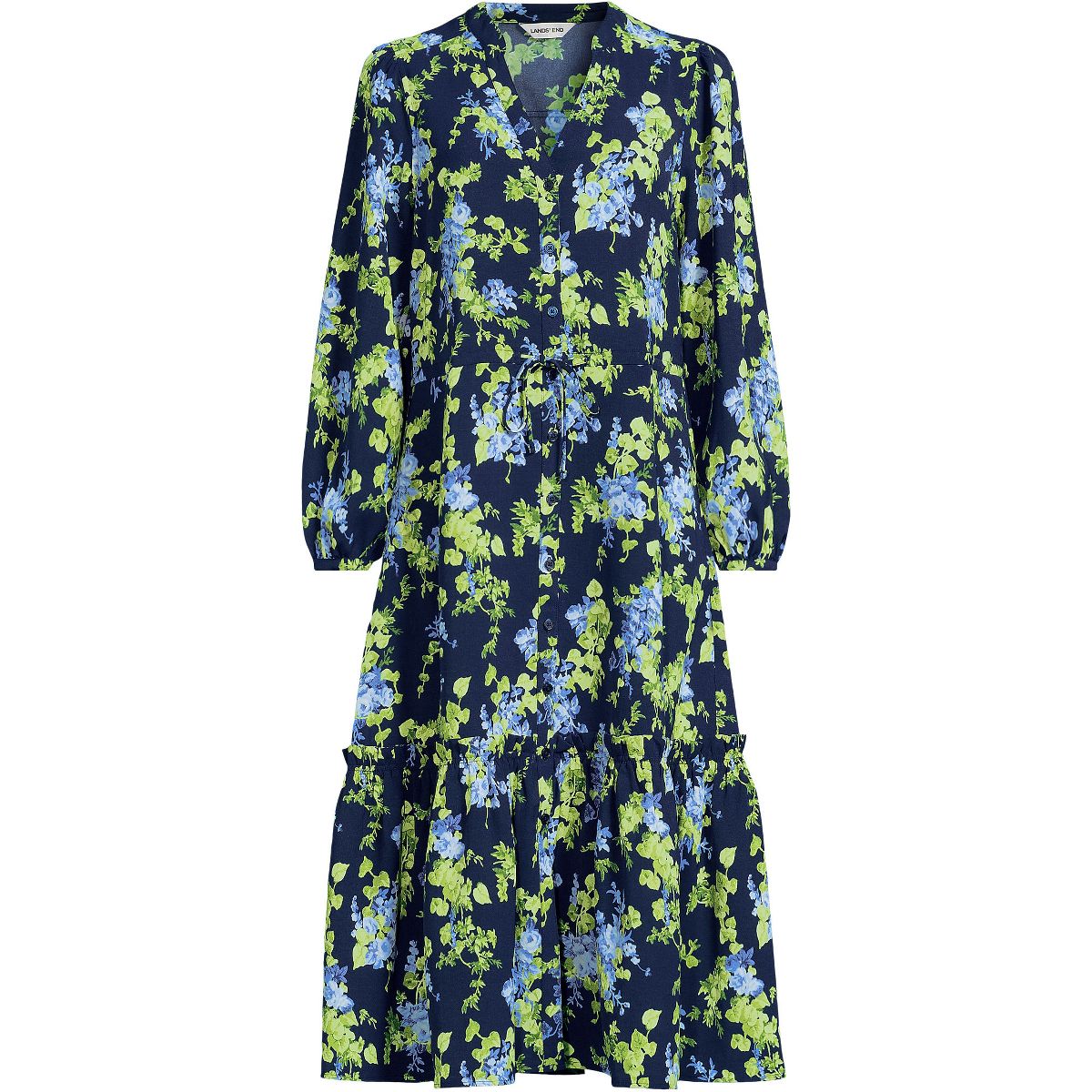 Lands' End Women's Bracelet Button Front Midi Dress - thumbnail 5