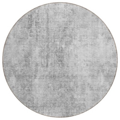 Gray Silver And Charcoal Abstract Washable Indoor Outdoor Area Rug
