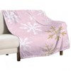 FIONECA Pink Background White And Gold Snowflake Pattern Soft Fleece Blanket Christmas Holiday Warm Cozy Throw Blanket 30x40 inches - 2 of 4